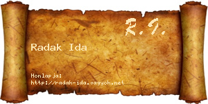 Radak Ida névjegykártya